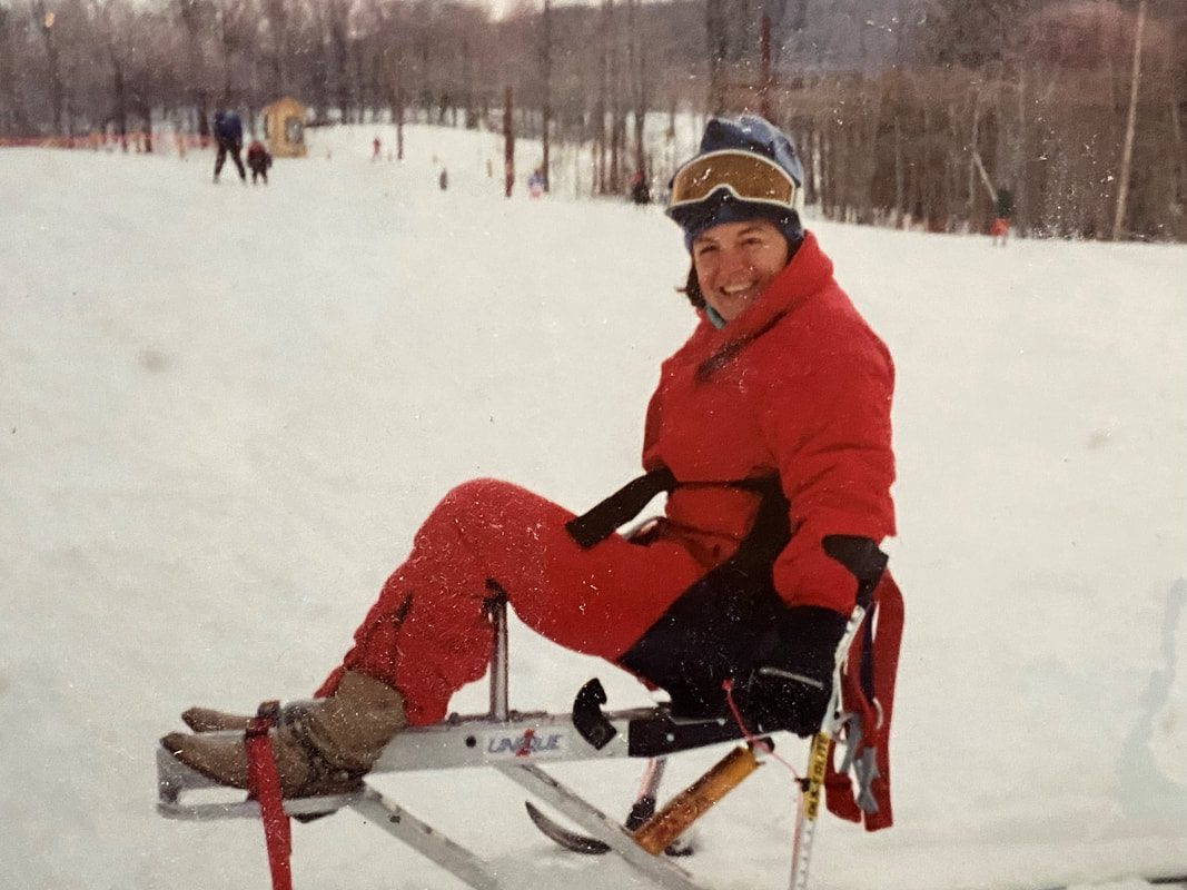 Me 35ish Sit-skiing at Straton Mountain VT.