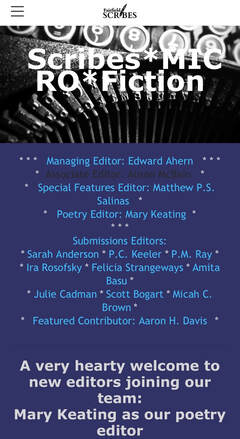Masthead shot of Fairfield*MICRO*Scribes welcoming me as Poetry Editor.